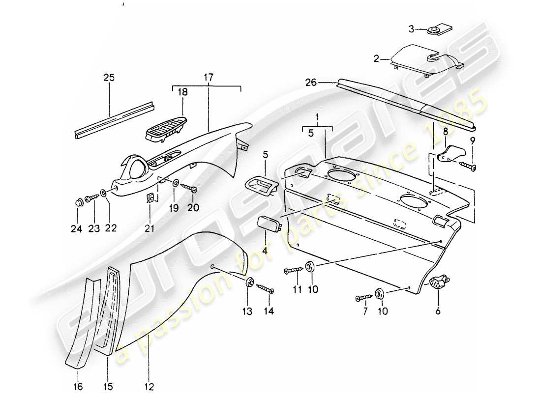 porsche 1998 (993) innenausstattung - d - mj 1996>> ersatzteildiagramm