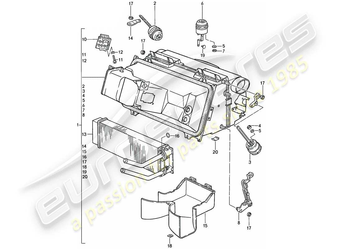 porsche 1982 (928) heizung teilediagramm