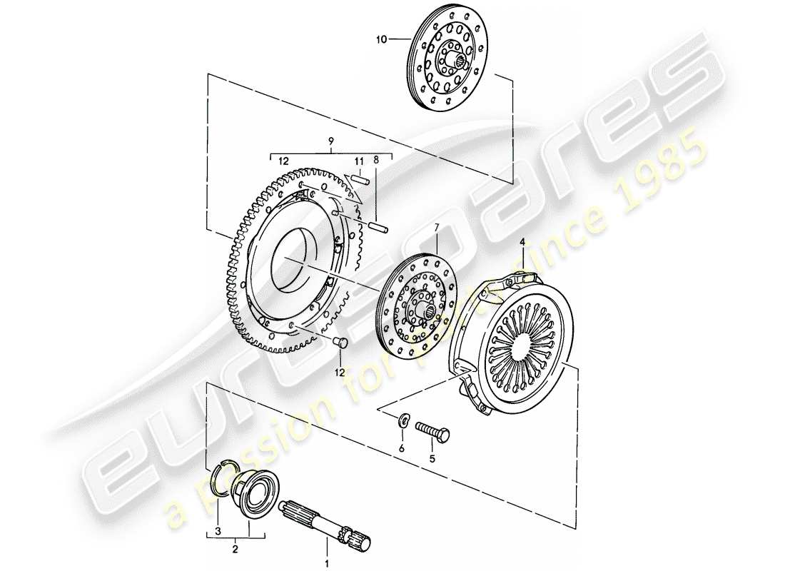 porsche 1986 (928) kupplung teilediagramm
