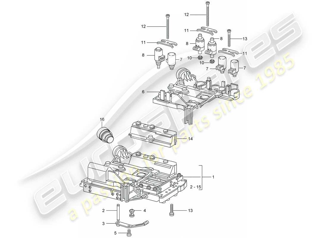 porsche 2004 (996) tiptronic - - ventilkörper - magnetventil - druckregler - d - mj 2002>> ersatzteildiagramm