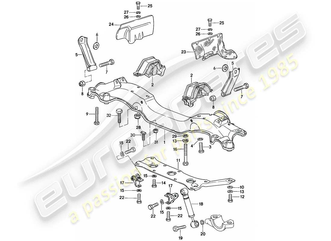 porsche 1981 (928) motoraufhängung teilediagramm