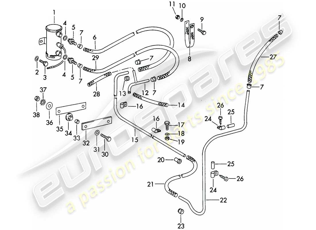 porsche 1964 (356b/356c) kraftstoffpumpe - und - kraftstoffleitung ersatzteildiagramm