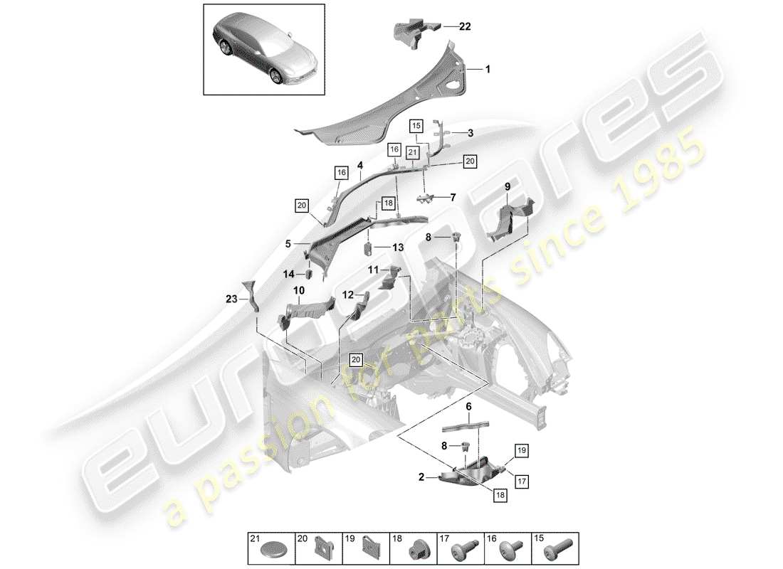 porsche 2018 (panamera 971-1) wasserbehälter-ersatzteildiagramm