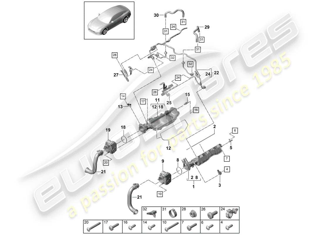 porsche 2019 (panamera 971-1) ansaugrohr - teilediagramm