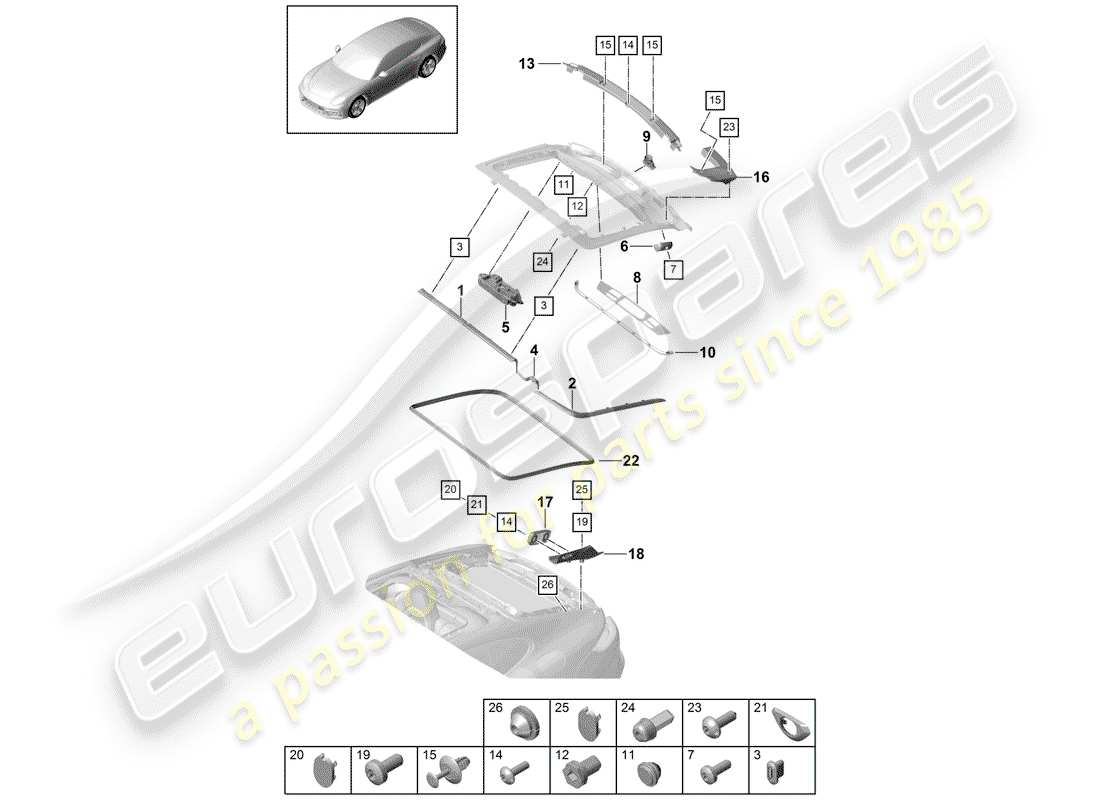 porsche 2019 (panamera 971-1) dichtungen ersatzteildiagramm
