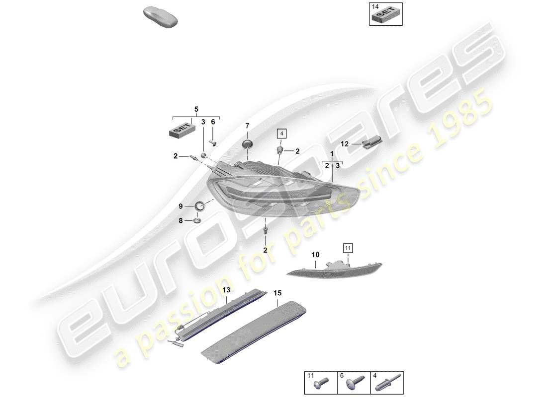 porsche 2019 (718 boxster spyder) rücklicht ersatzteildiagramm