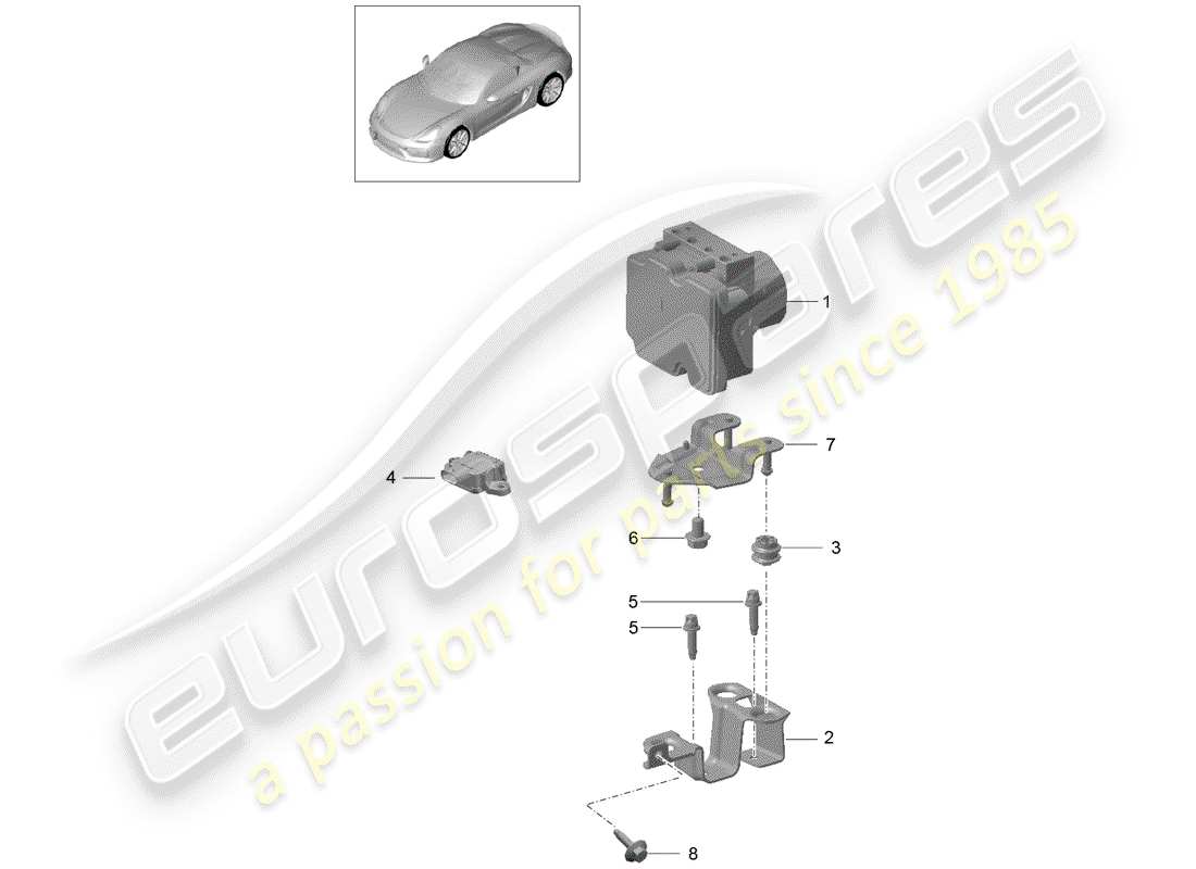 porsche 2016 (981 boxster spyder) hydraulikeinheit ersatzteildiagramm