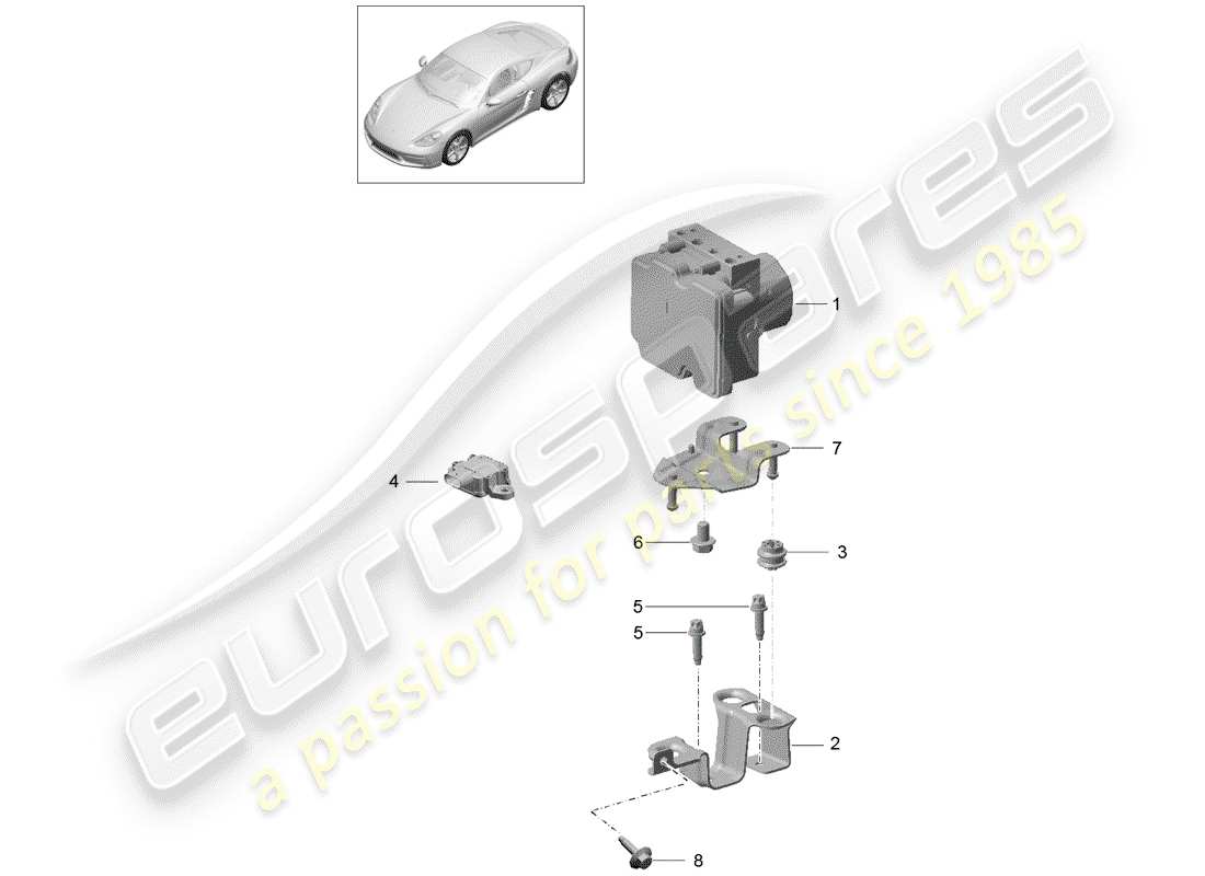 porsche 2017 (718 cayman) hydraulikeinheit ersatzteildiagramm