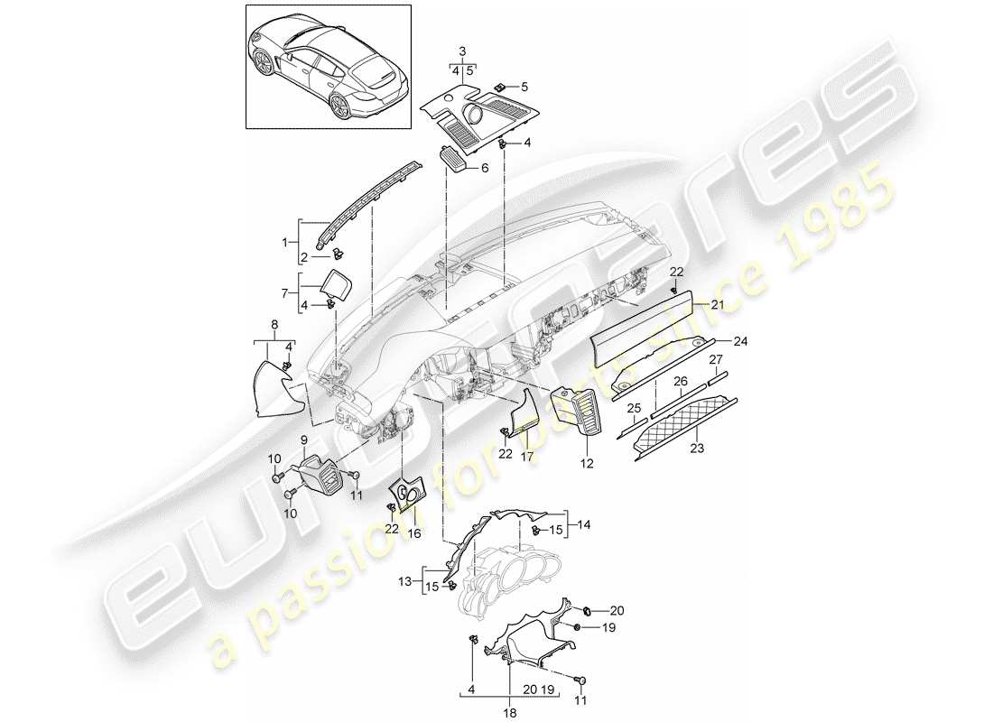 porsche 2016 (panamera 970) zubehör teilediagramm