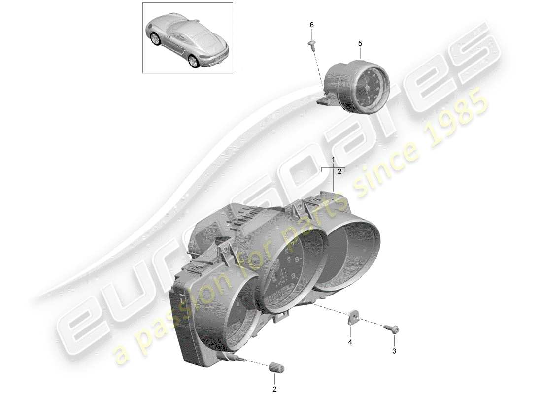 porsche 2020 (718 cayman) instrumentenkombination ersatzteildiagramm