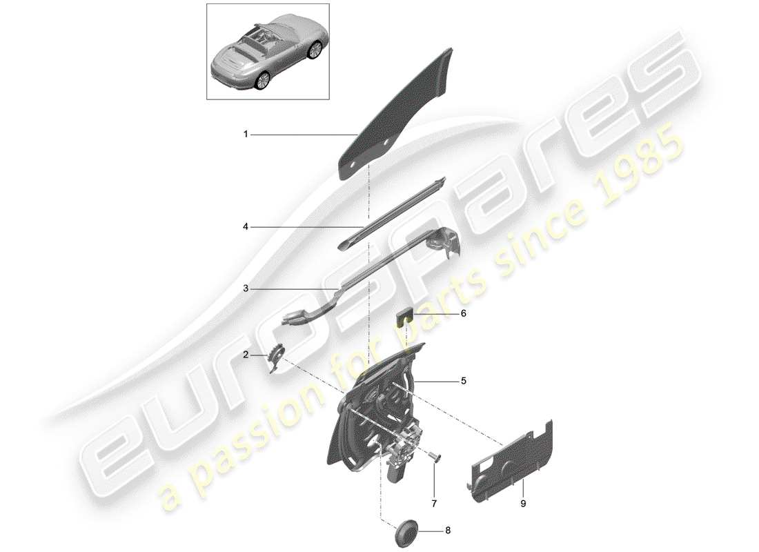 porsche 2014 (991-1) seitenfenster-ersatzteildiagramm