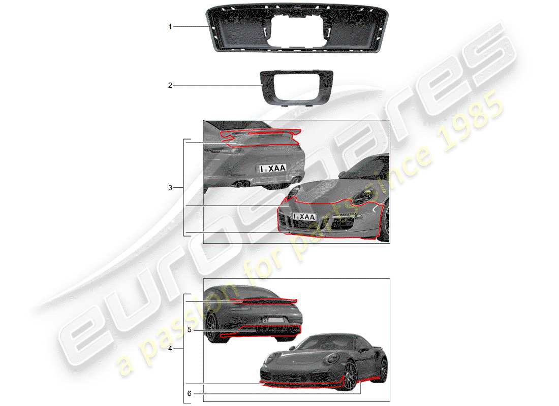 porsche 2017 (tequipment 98x/99x) aerokit-ersatzteildiagramm