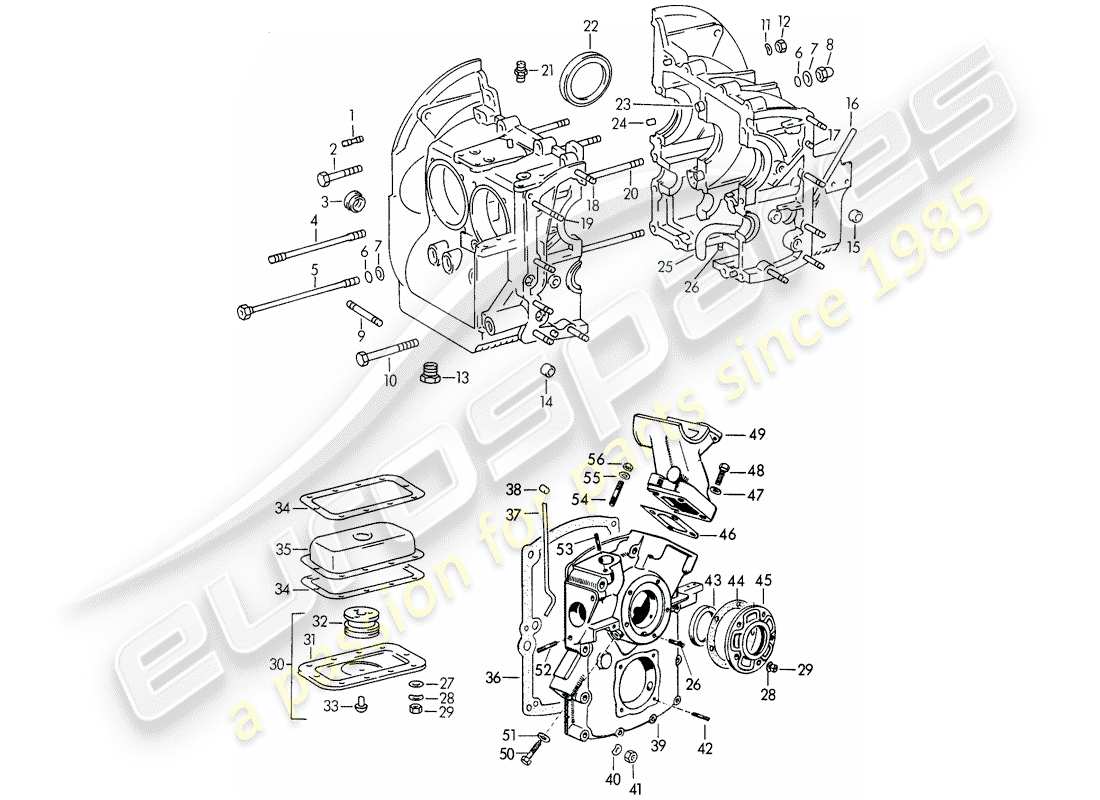 porsche 1957 (356/356a) kurbelgehäuse - m 22 001 >> - m 50 101 >> - m 33 901 >> - m 41 001 >> - m 60 001 >> - m 80 001 >> teilediagramm