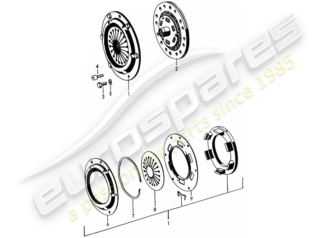 porsche 1965 (356b/356c) kupplung teilediagramm