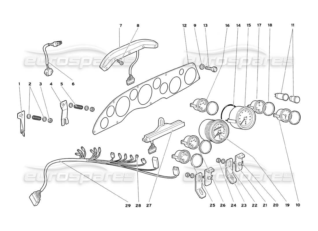 lamborghini diablo sv (1999) teilediagramm für armaturenbrettinstrumente