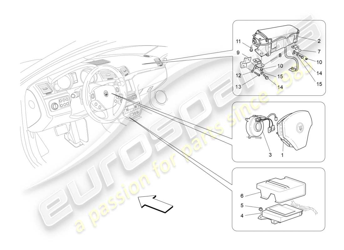 maserati granturismo (2013) front-airbag-system teilediagramm