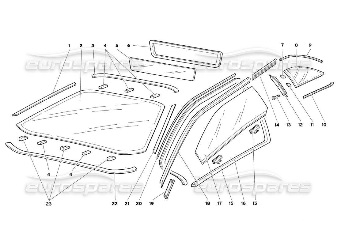 lamborghini diablo sv (1999) windows-teilediagramm