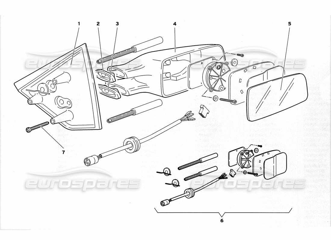 lamborghini diablo gt (1999) aussenrückspiegel ersatzteildiagramm