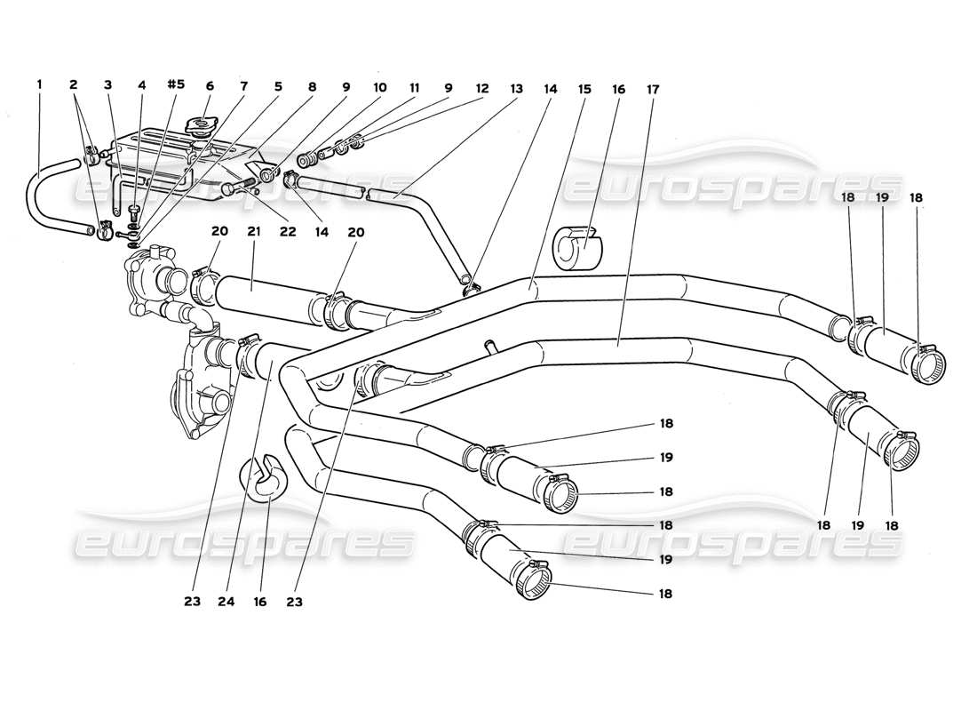 lamborghini diablo gt (1999) teilediagramm des wasserkühlsystems