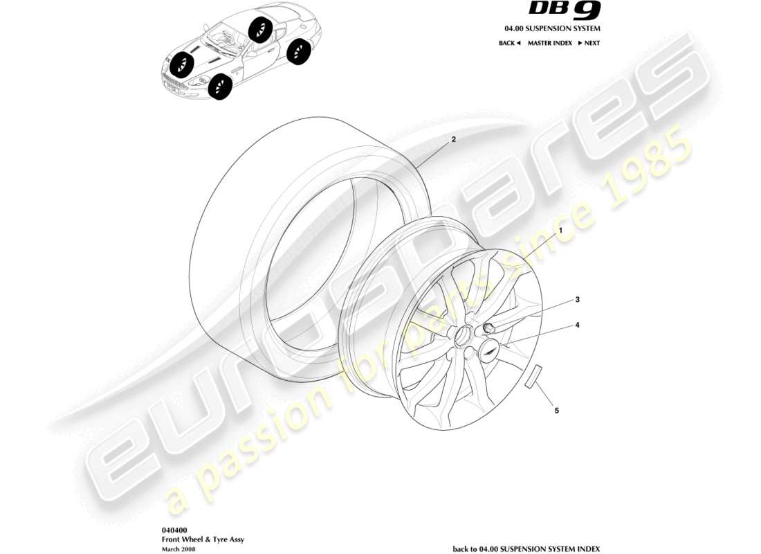 aston martin db9 (2006) räder & reifen teilediagramm