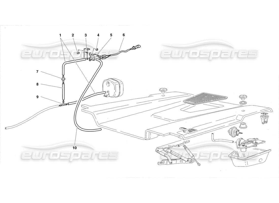 lamborghini diablo roadster (1998) teilediagramm der motorhaube