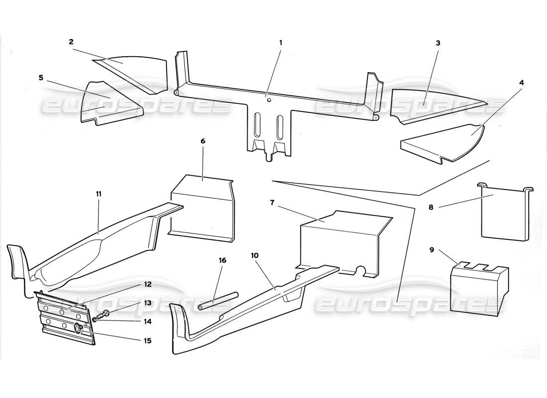 lamborghini diablo gt (1999) fahrgastraumverkleidung teilediagramm