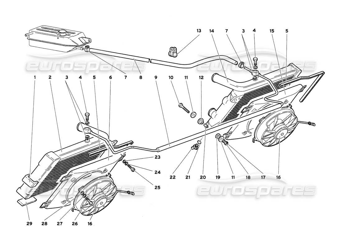 lamborghini diablo 6.0 (2001) teilediagramm für kühler und elektrische lüfter