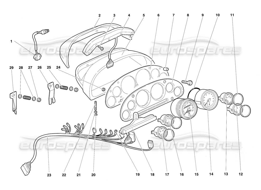 lamborghini diablo sv (1997) teilediagramm für armaturenbrettinstrumente