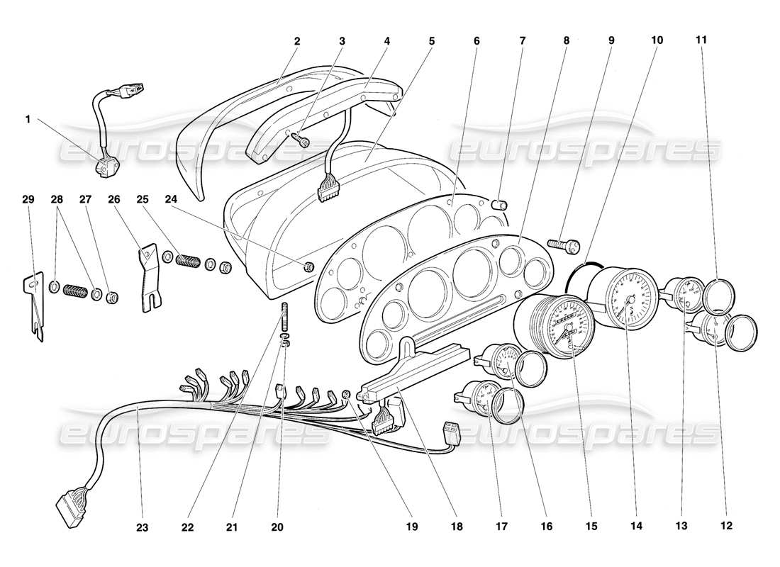 lamborghini diablo se30 (1995) teilediagramm für armaturenbrettinstrumente