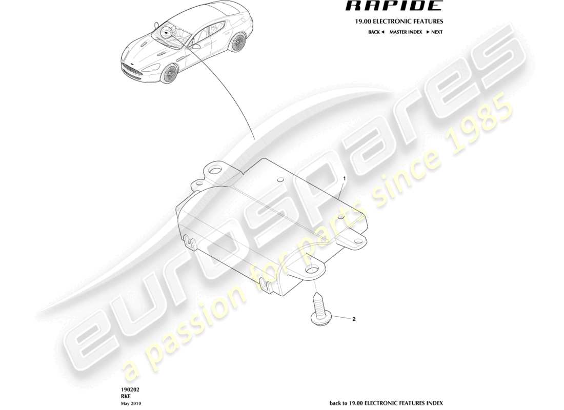 aston martin rapide (2019) rke-teilediagramm