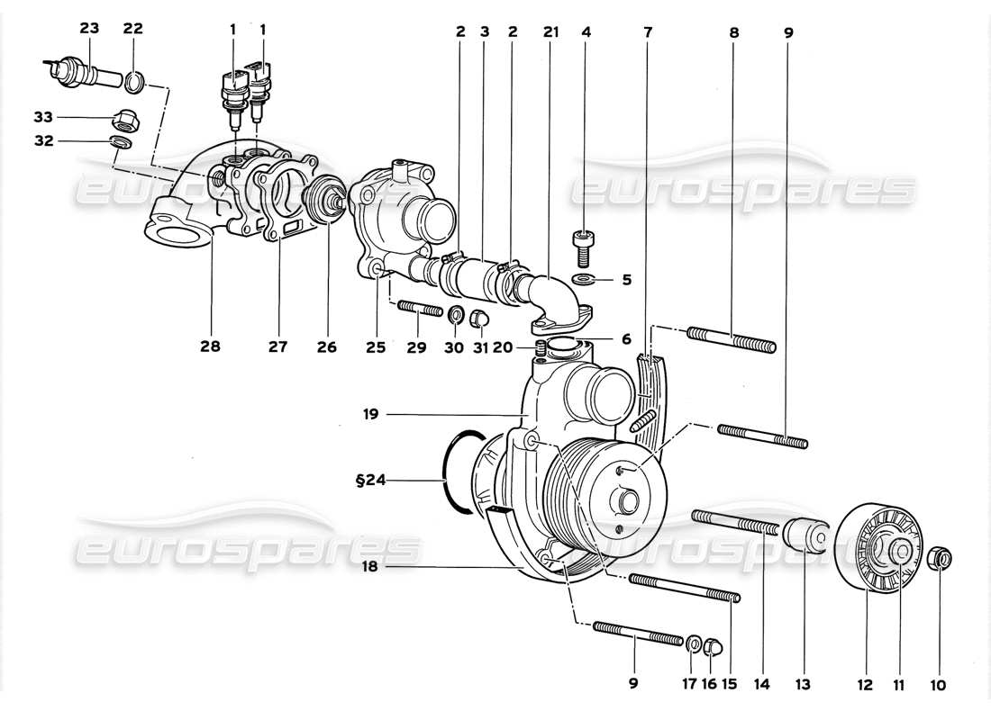 lamborghini diablo gt (1999) wasserpumpe teilediagramm