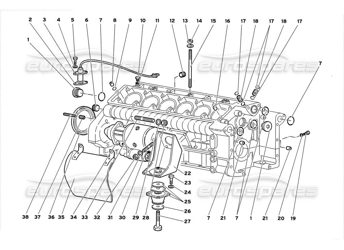lamborghini diablo gt (1999) kurbelgehäuse-teilediagramm
