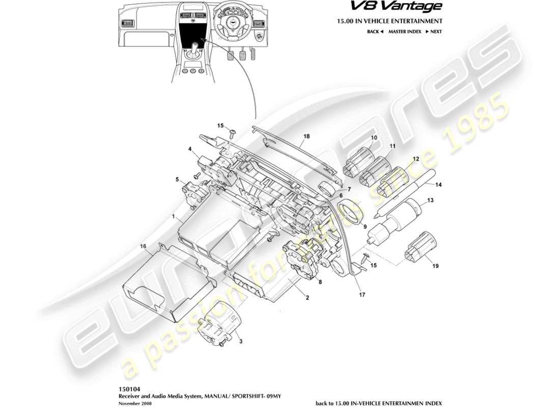 aston martin v8 vantage (2009) mediensteuerung, 09my teilediagramm