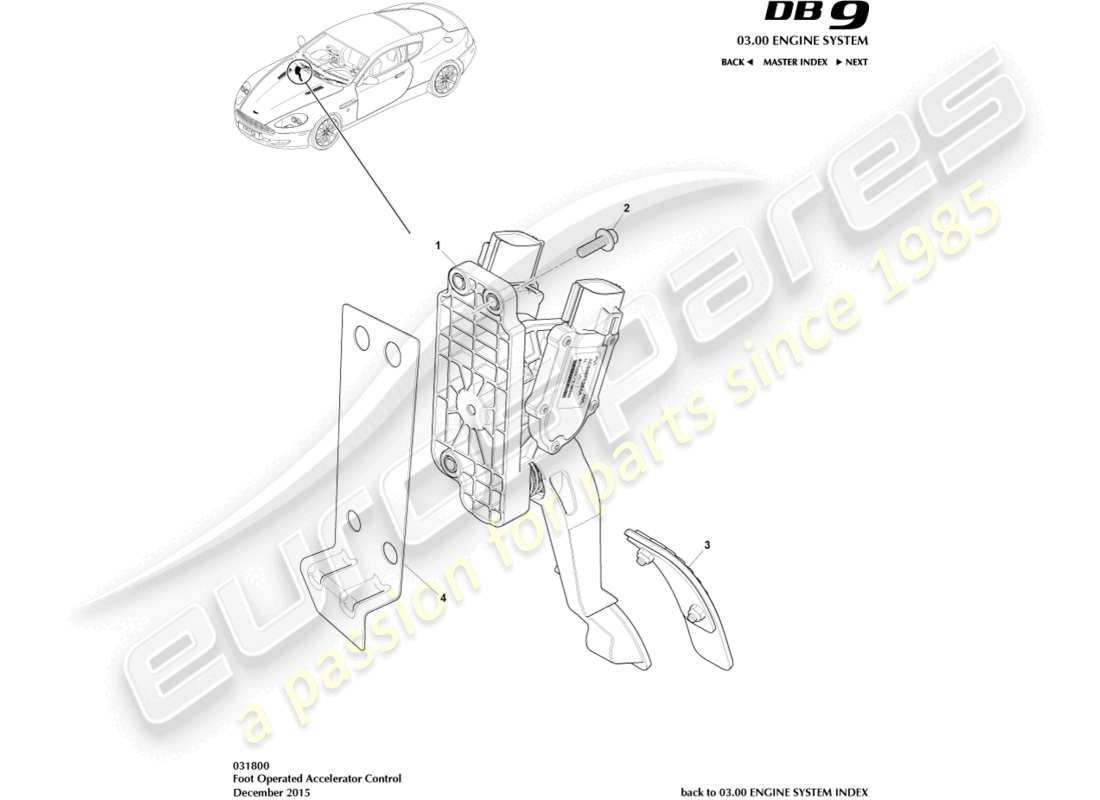 aston martin db9 (2006) teilediagramm der beschleunigungssteuerung