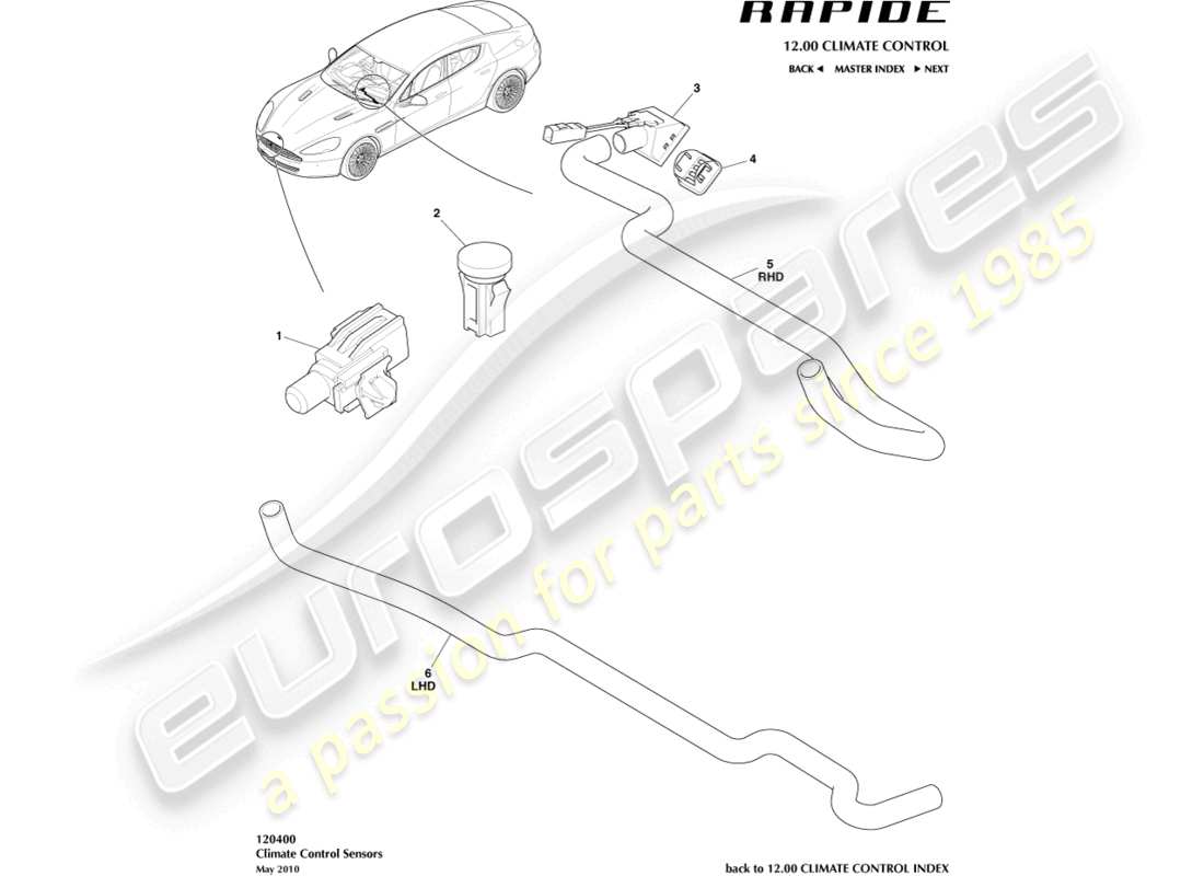 aston martin rapide (2014) sensoren teilediagramm