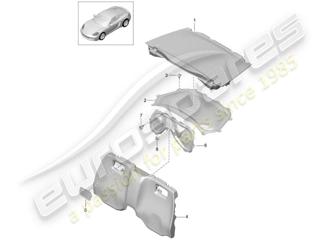 porsche 2017 (718 cayman) trims-teilediagramm