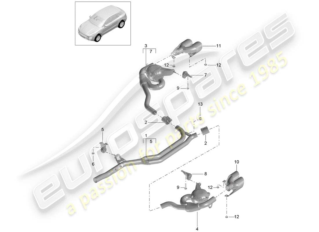 porsche 2016 (macan) auspuffanlage teilediagramm