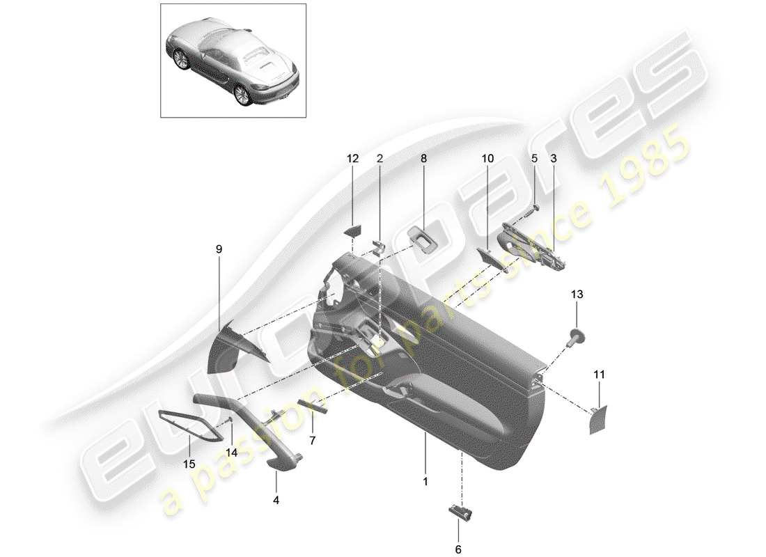 porsche 2013 (981 boxster) türplatte teilediagramm