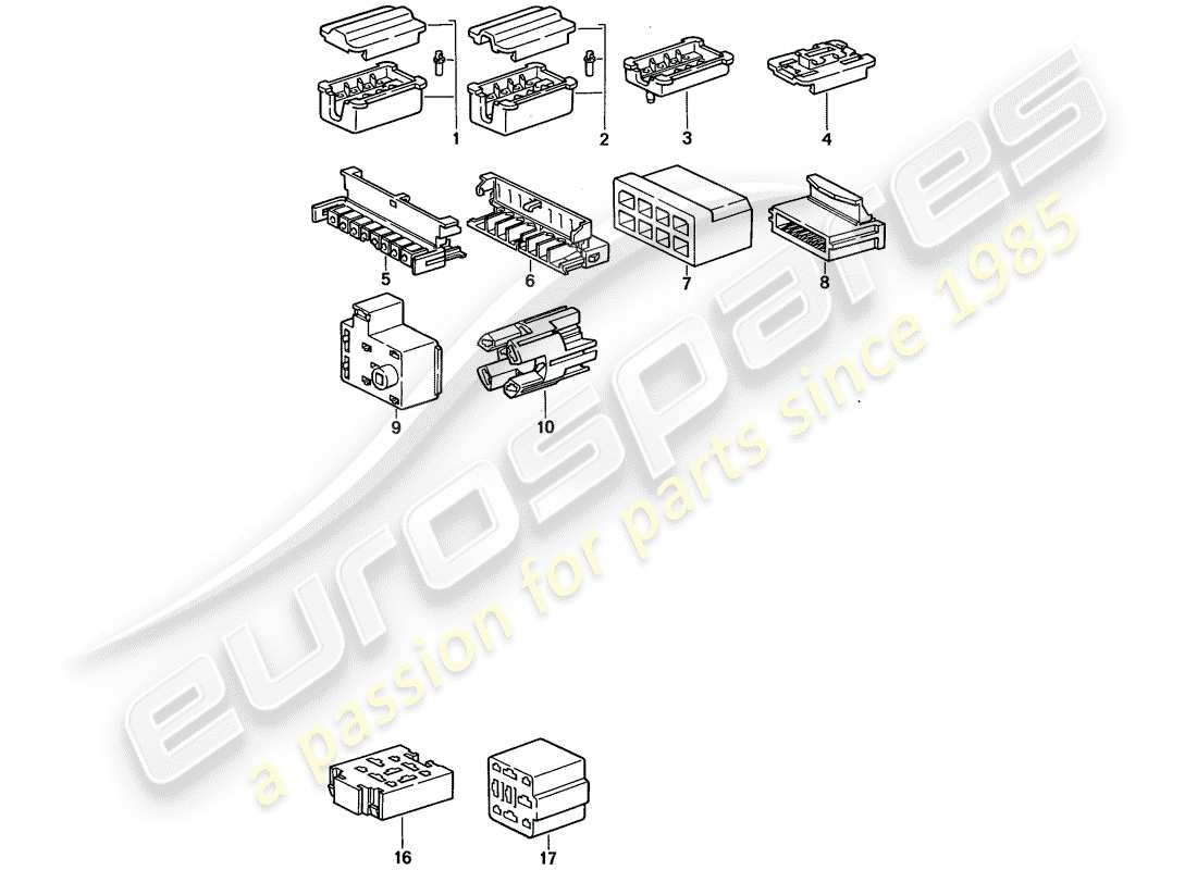 porsche 1994 (968) steckverbindergehäuse - 8-pole - 9-pole ersatzteildiagramm