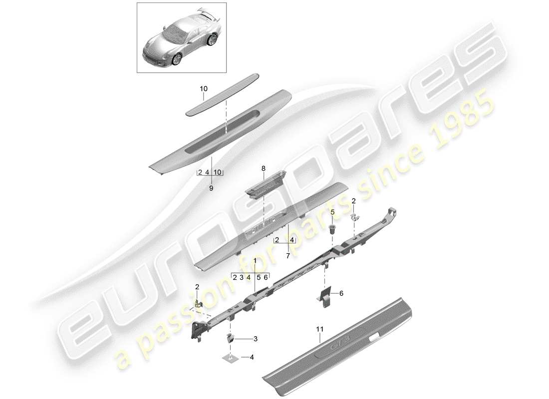 porsche 2015 (991-1 r/gt3/rs) lining ersatzteildiagramm