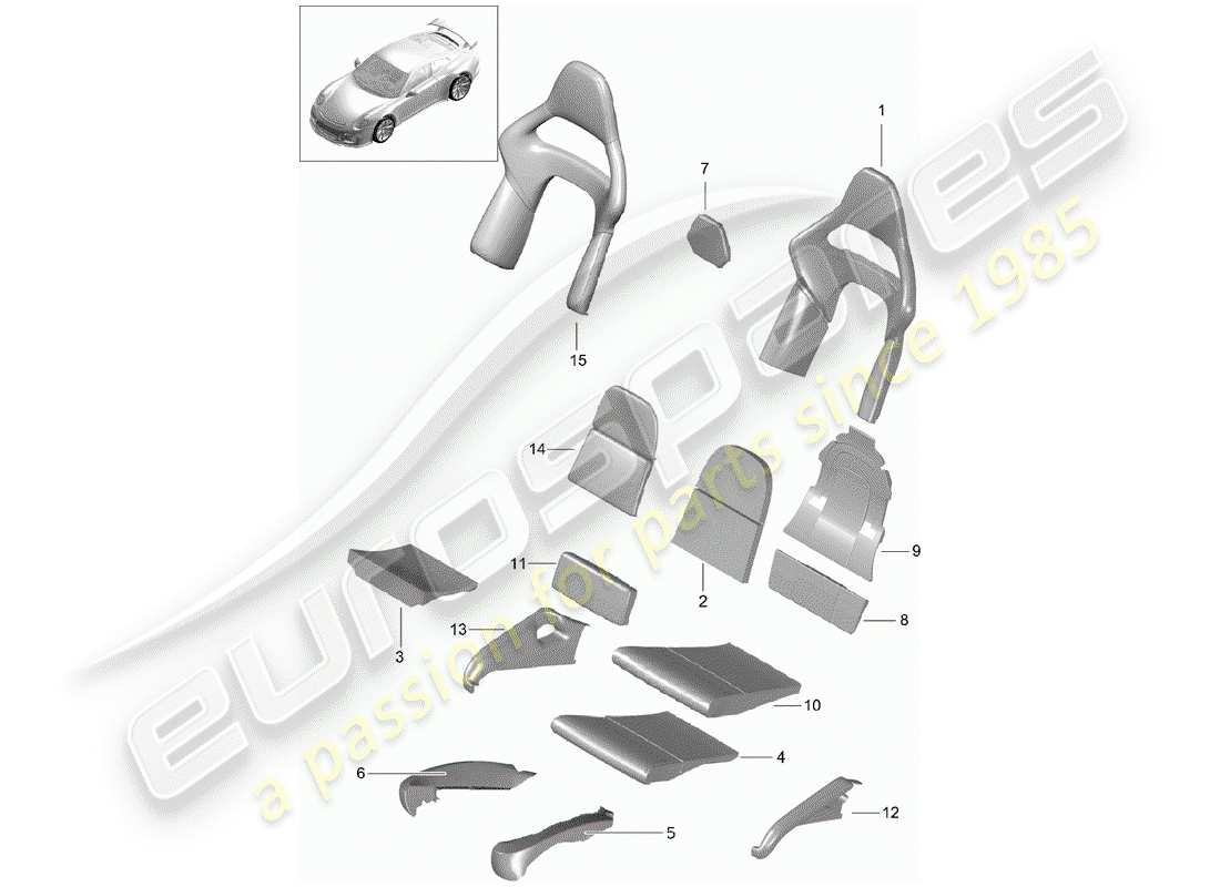 porsche 2018 (991-2 r/gt3/rs) schaumteil teilediagramm