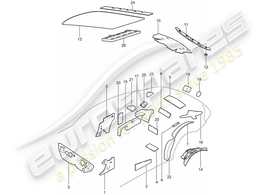 porsche 2008 (997-1 turbo / gt2) karosserie teilediagramm