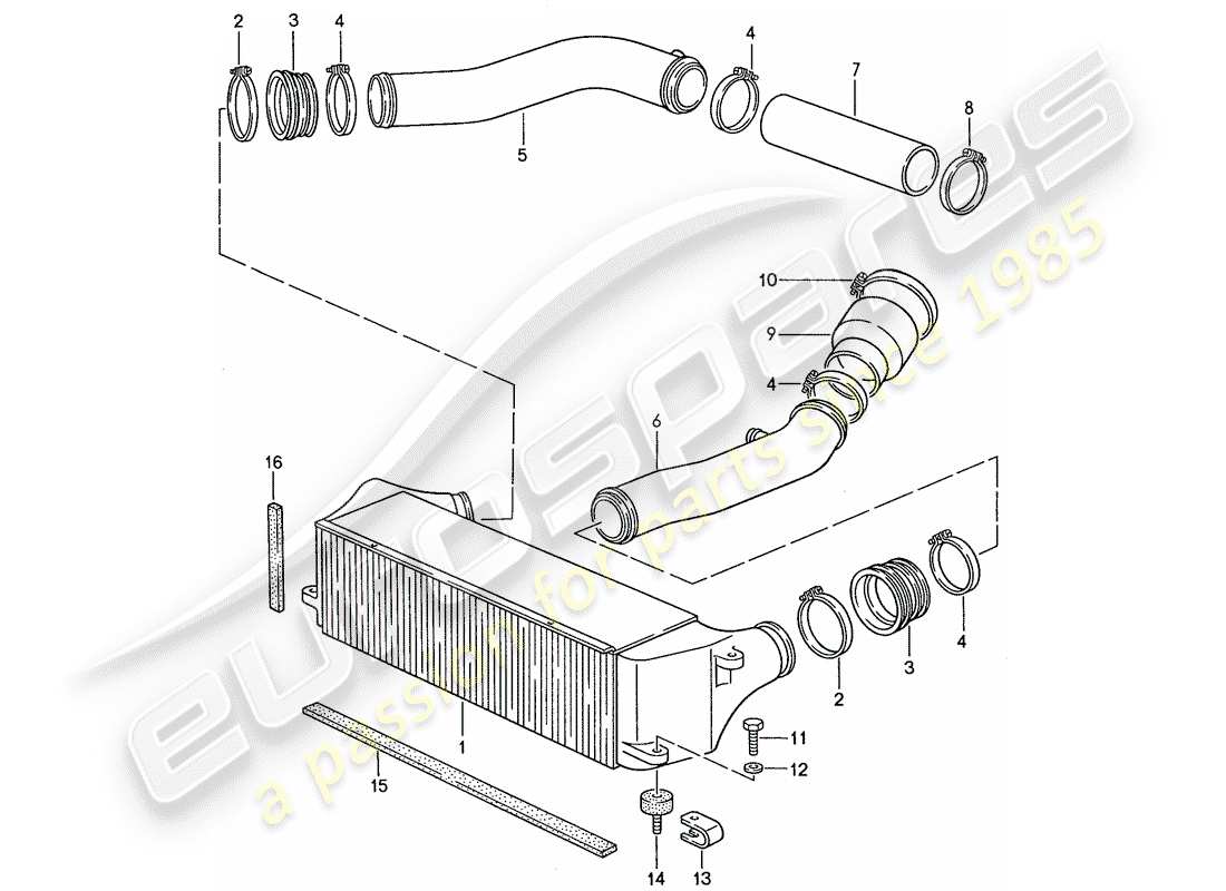 porsche 1991 (944) ladeluftkühler - teilediagramm