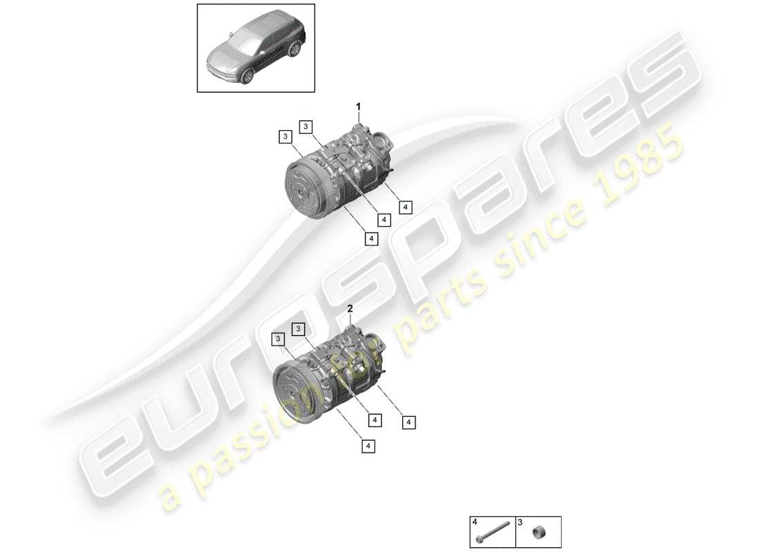 porsche 2020 (cayenne e3 9ya/9yb) kompressor teilediagramm