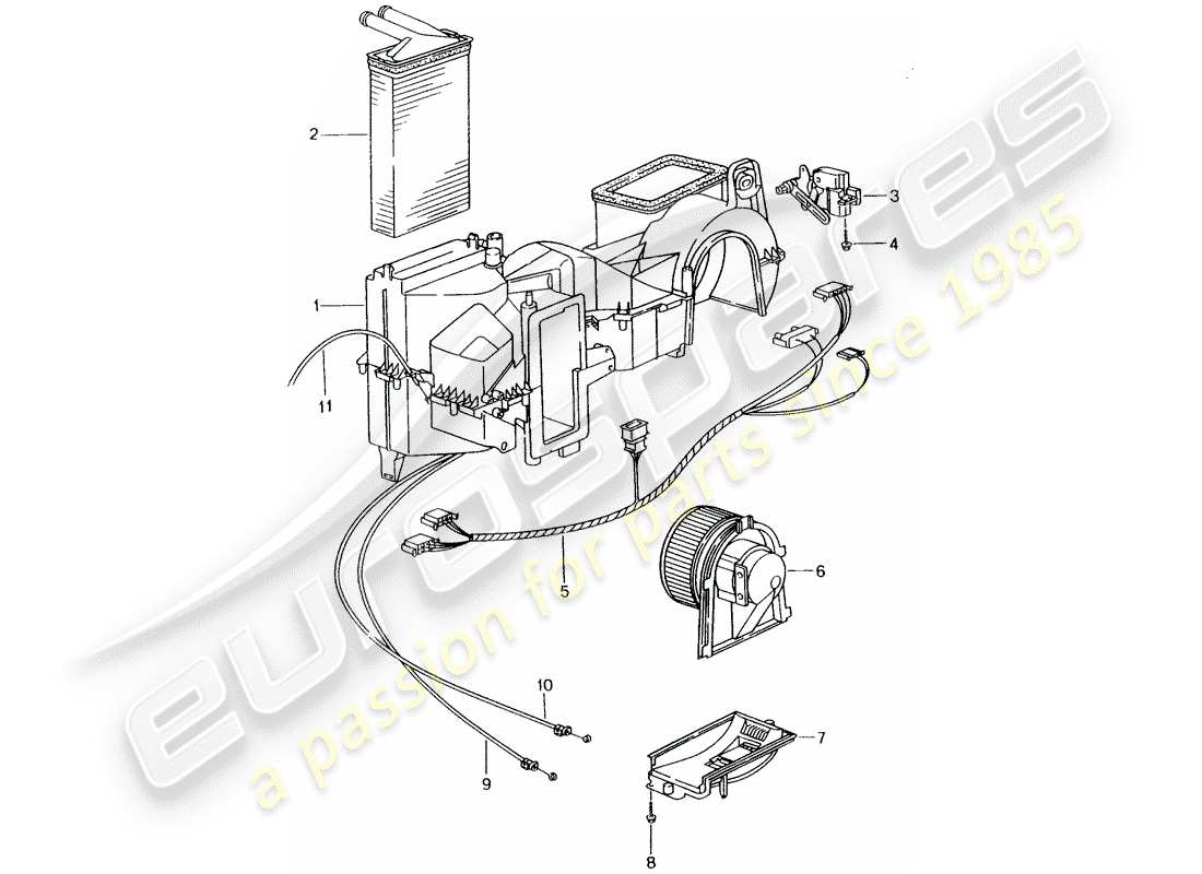 porsche 1998 (996) heizung - einzelteile ersatzteildiagramm
