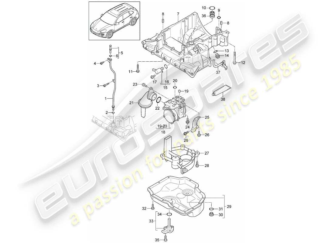 porsche 2014 (cayenne e2 92a) ölleitendes gehäuse ersatzteildiagramm