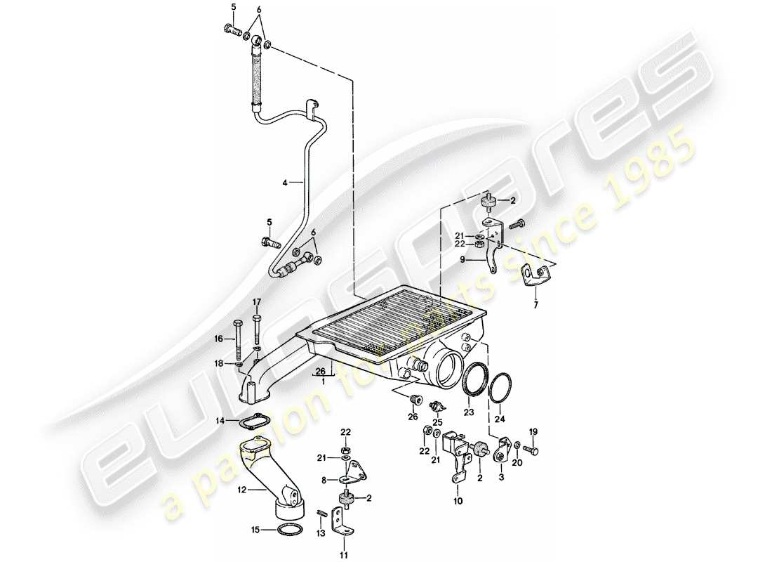 porsche 1985 (924) ladeluftkühler - teilediagramm
