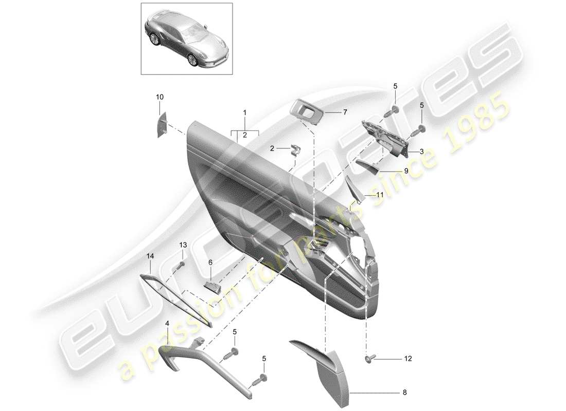 porsche 2017 (991-2 turbo) türplatte teilediagramm