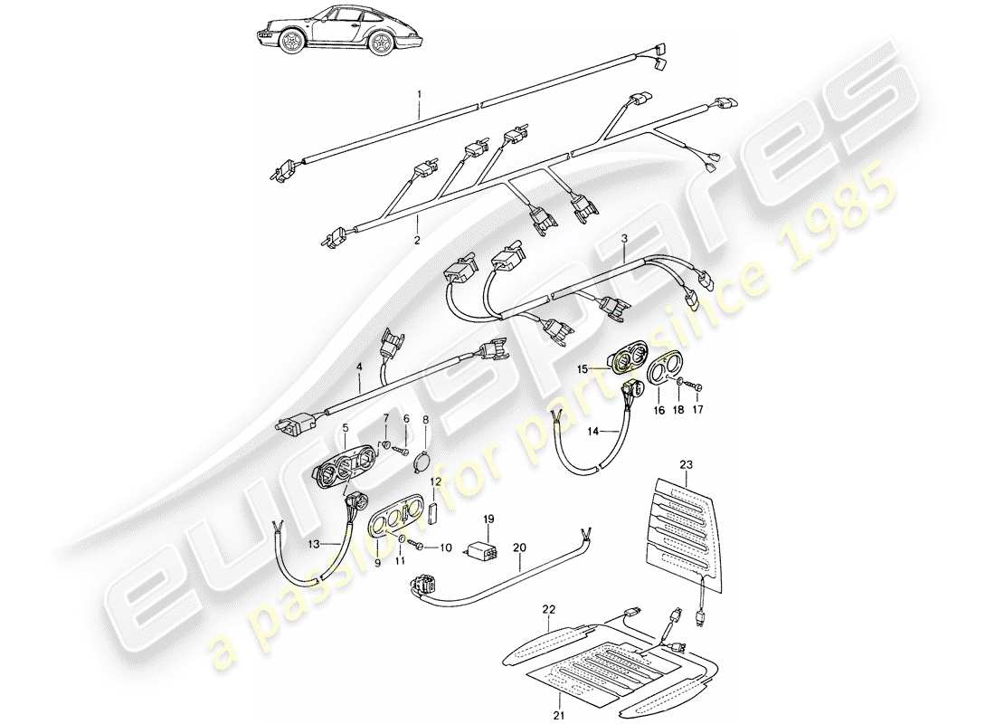 porsche 1987 (seats for 944/968/911/928) kabelbäume - schalter - sitzheizung - vordersitz - d - mj 1989>> - mj 1994 ersatzteildiagramm