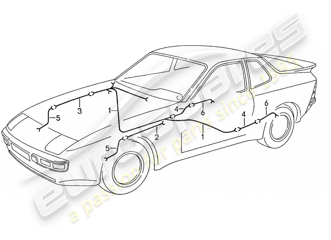 porsche 1990 (944) kabelbäume - anti-blockiersystem -abs- - bremsbelagverschleissanzeige ersatzteildiagramm